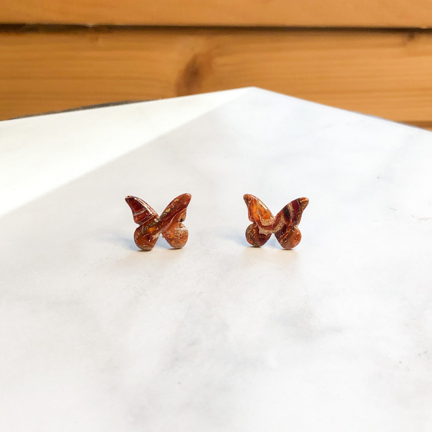 Earth Collection, Butterfly Polymer Clay Studs on Surgical Stainless Steel Posts