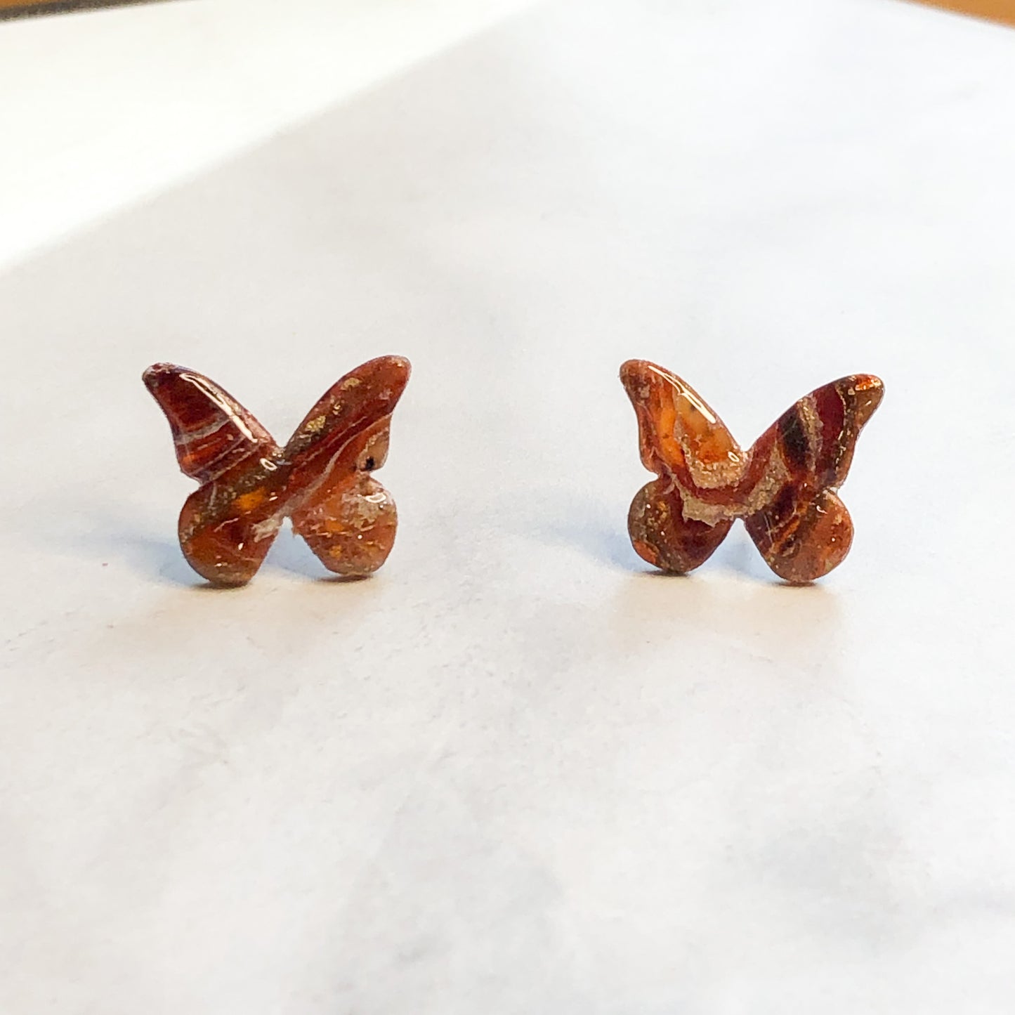 Earth Collection, Butterfly Polymer Clay Studs on Surgical Stainless Steel Posts